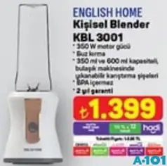 ENGLİSH HOME KİŞİSEL BLENDER KBL 3001 ENGLİSH HOME KİŞİSEL BLENDER KBL 3001